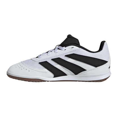 White-Black-Lemon - Side - Adidas Childrens-Kids Predator League Stripes Leather Football Boots