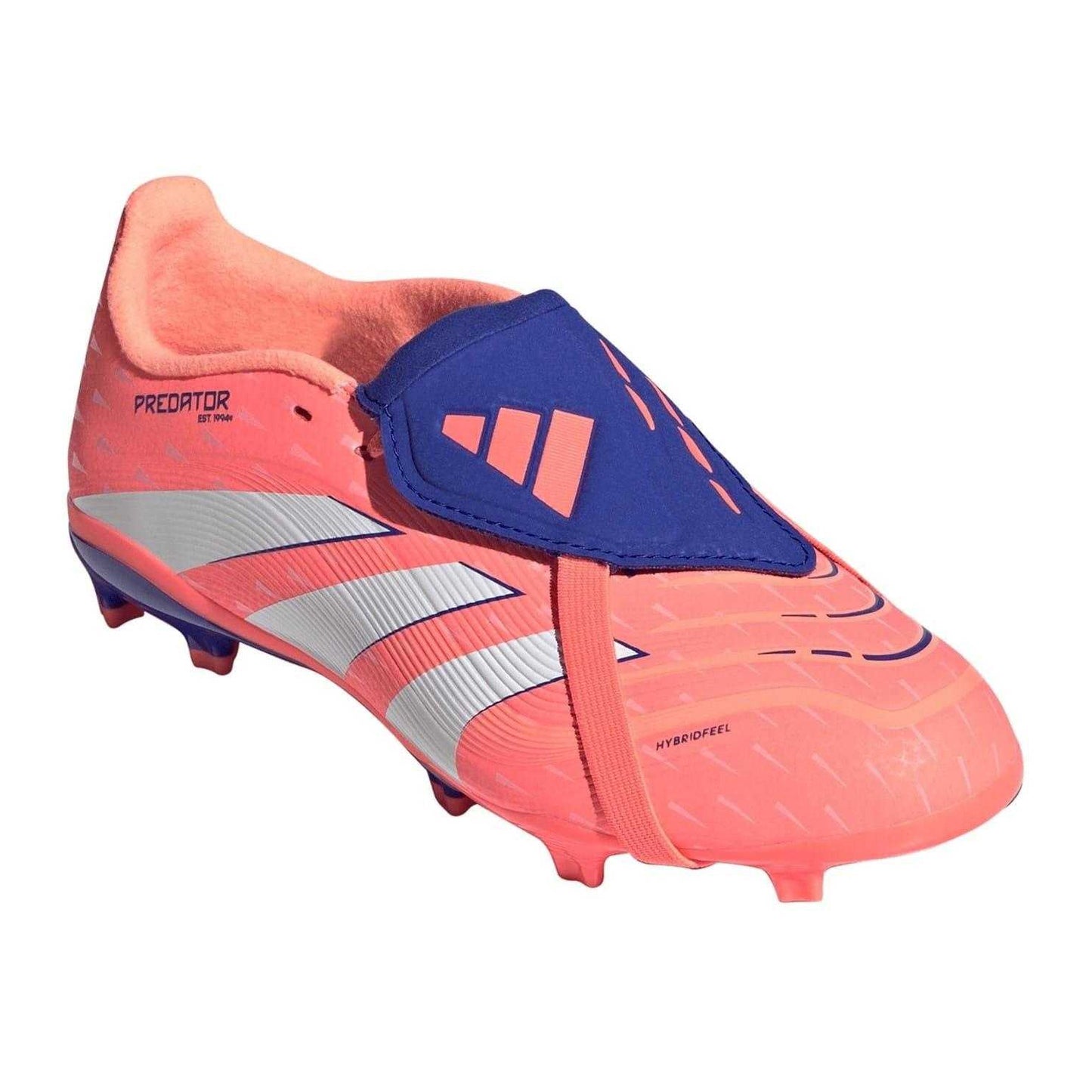 Orange-White - Front - Adidas Childrens-Kids Predator League Fold Over Folded Tongue Firm Ground Football Boots