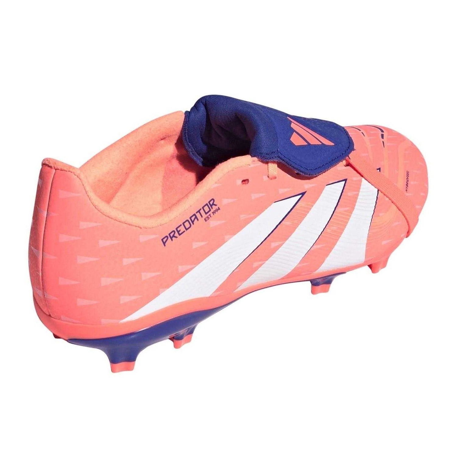 Orange-White - Back - Adidas Childrens-Kids Predator League Fold Over Folded Tongue Firm Ground Football Boots