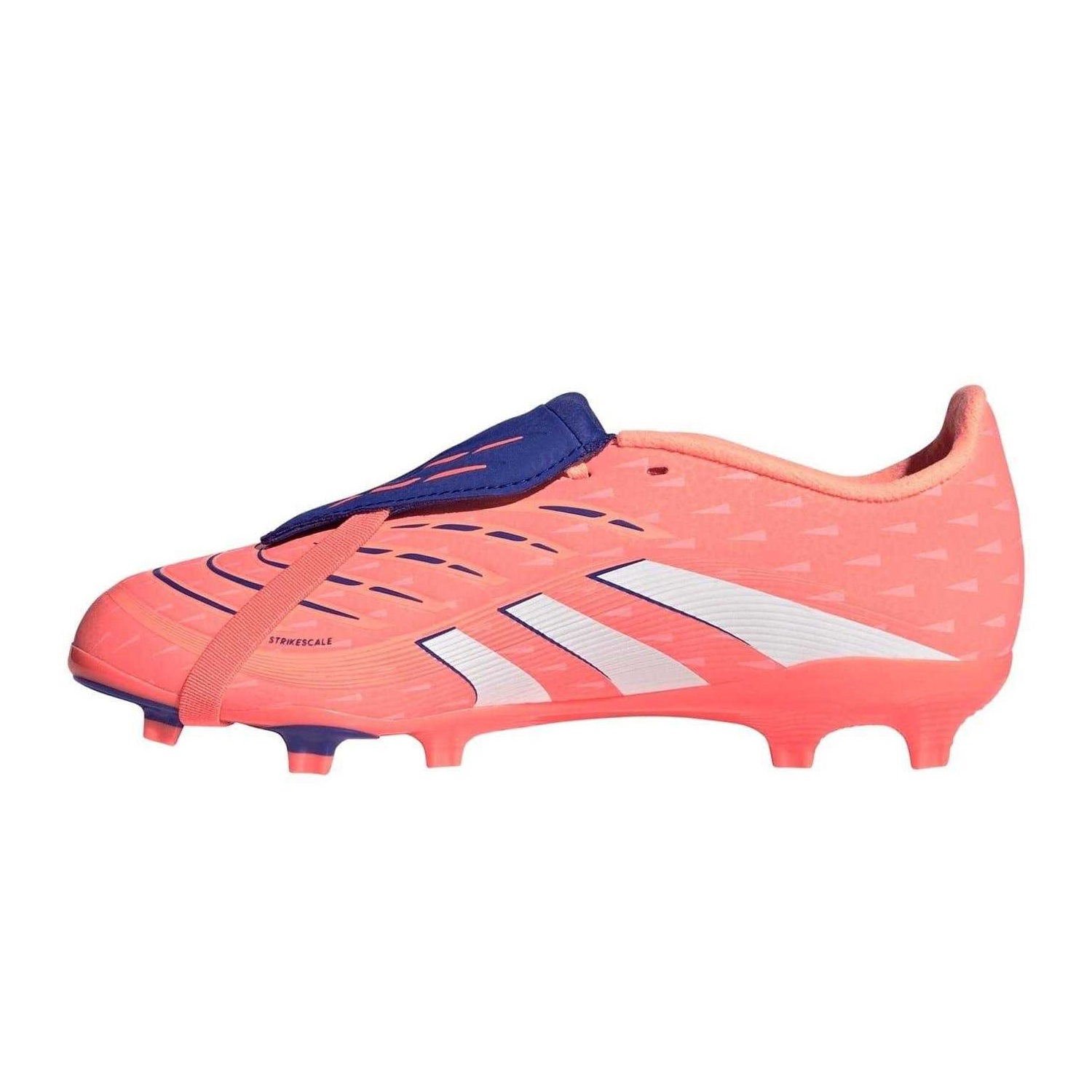 Orange-White - Side - Adidas Childrens-Kids Predator League Fold Over Folded Tongue Firm Ground Football Boots