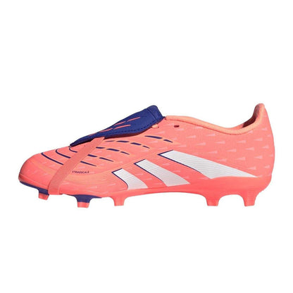 Orange-White - Side - Adidas Childrens-Kids Predator League Fold Over Folded Tongue Firm Ground Football Boots