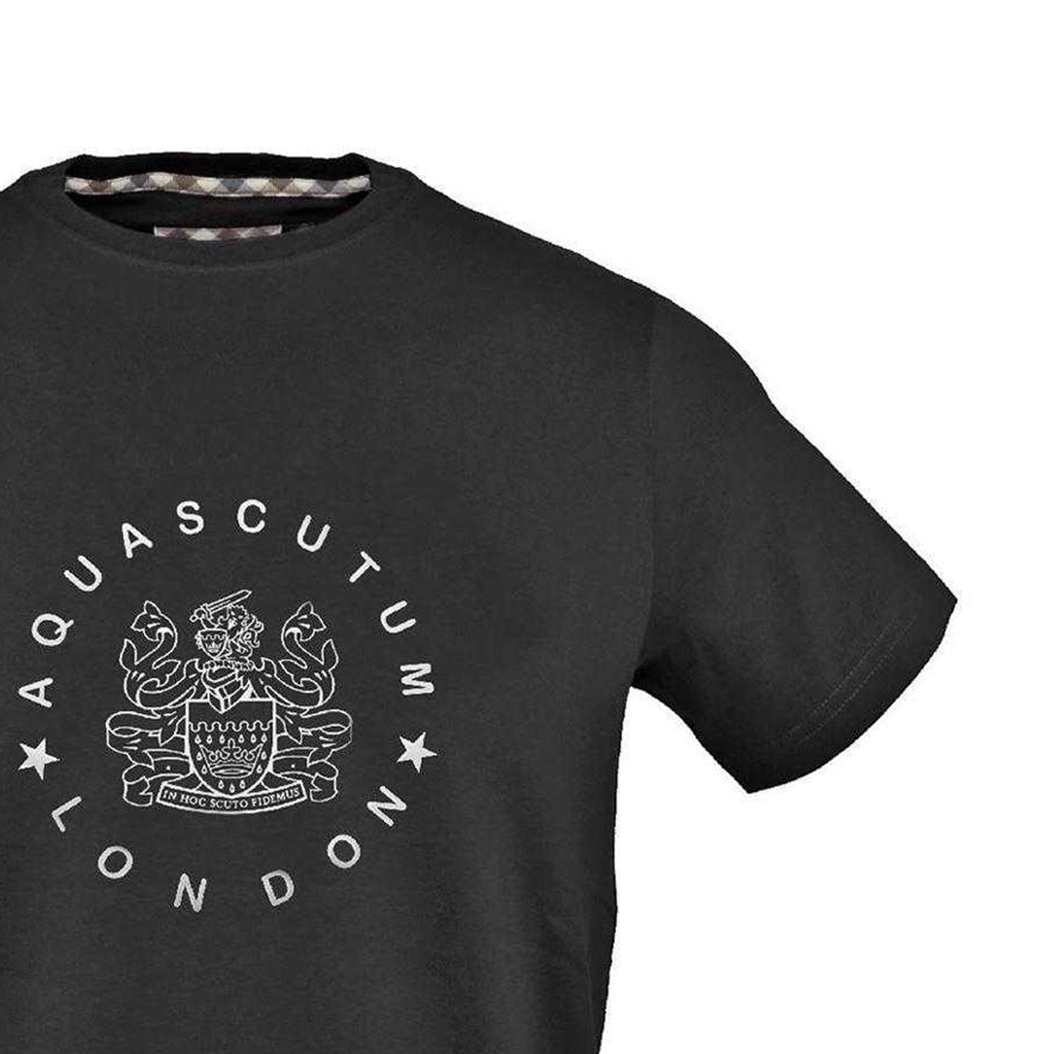 Black - Side - Aquascutum Mens Graphic Print Cotton T-Shirt