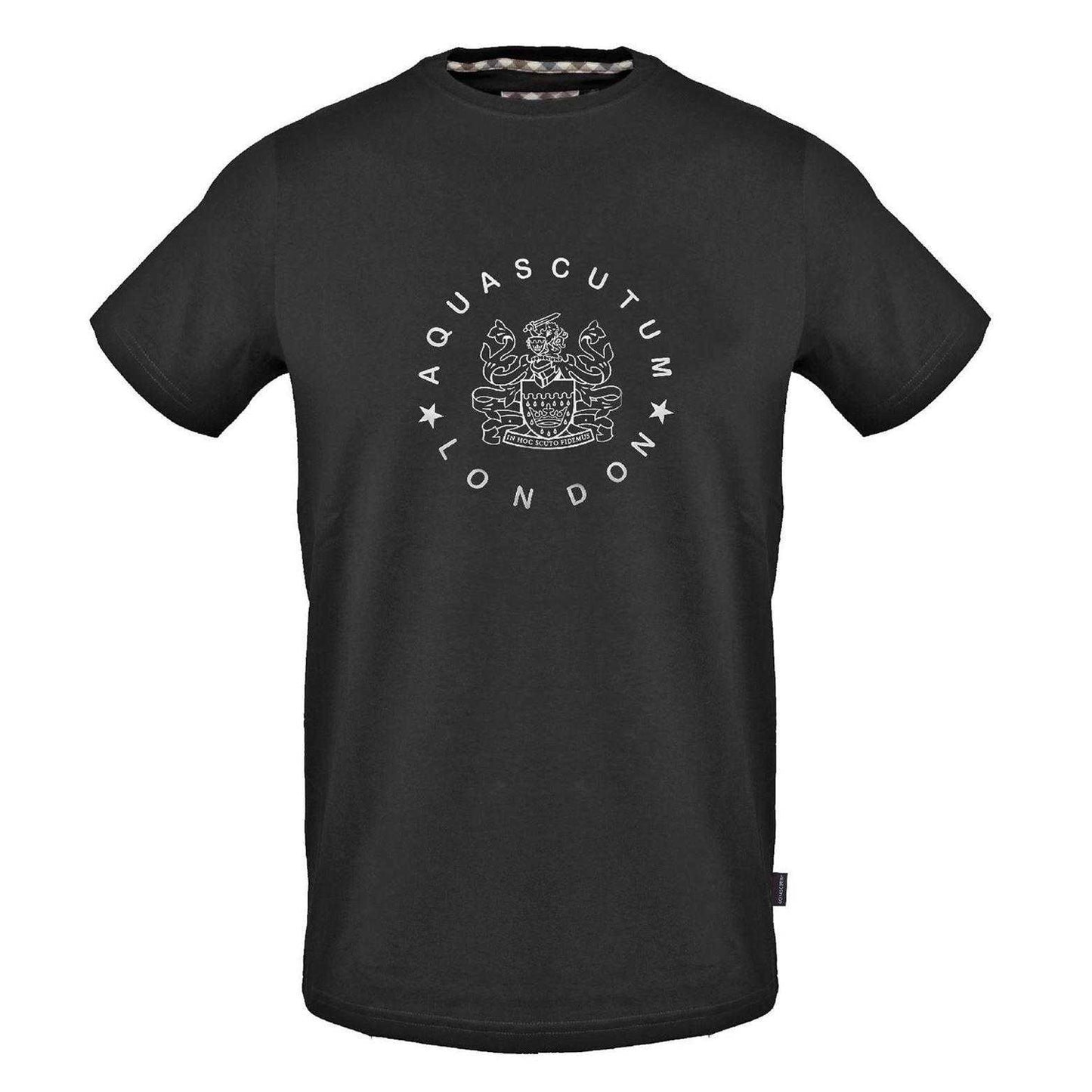 Black - Front - Aquascutum Mens Graphic Print Cotton T-Shirt