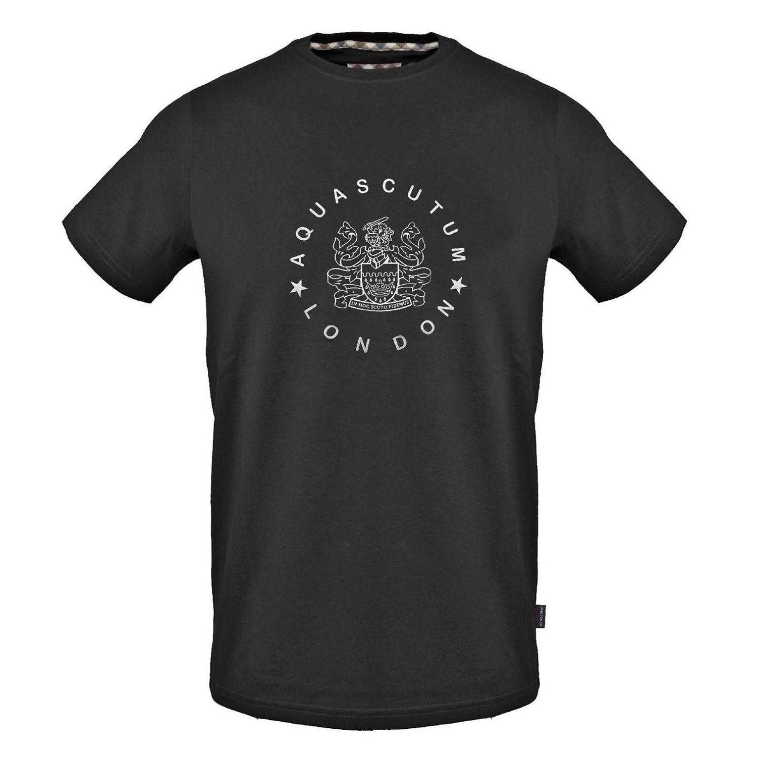Black - Front - Aquascutum Mens Graphic Print Cotton T-Shirt
