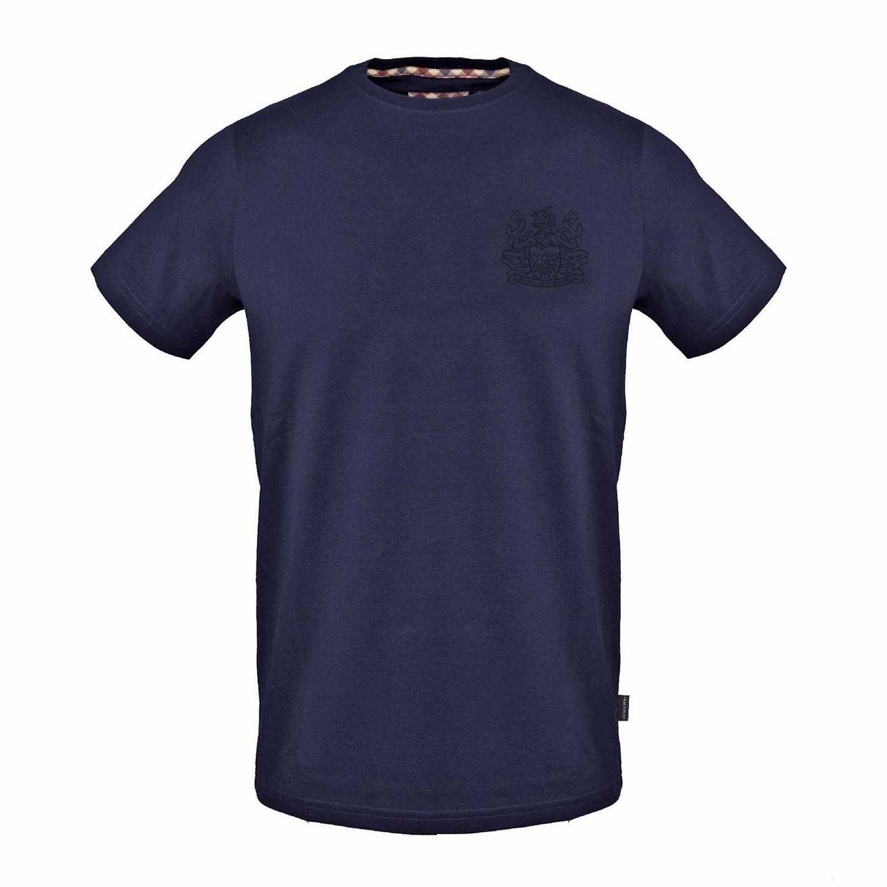 Navy - Front - Aquascutum Mens Logo Cotton T-Shirt