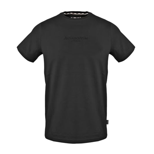 Black - Front - Aquascutum Mens Logo Cotton T-Shirt