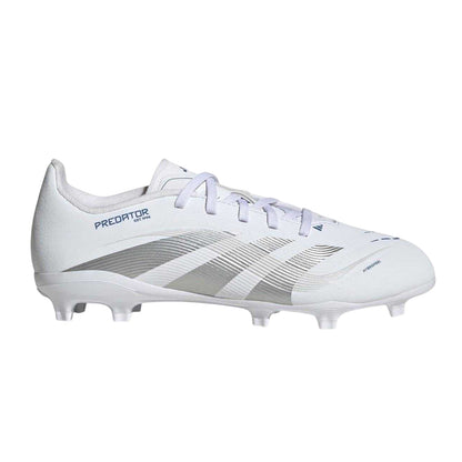 White - Front - Adidas Childrens-Kids Predator League 3 Stripes Firm Ground Football Boots