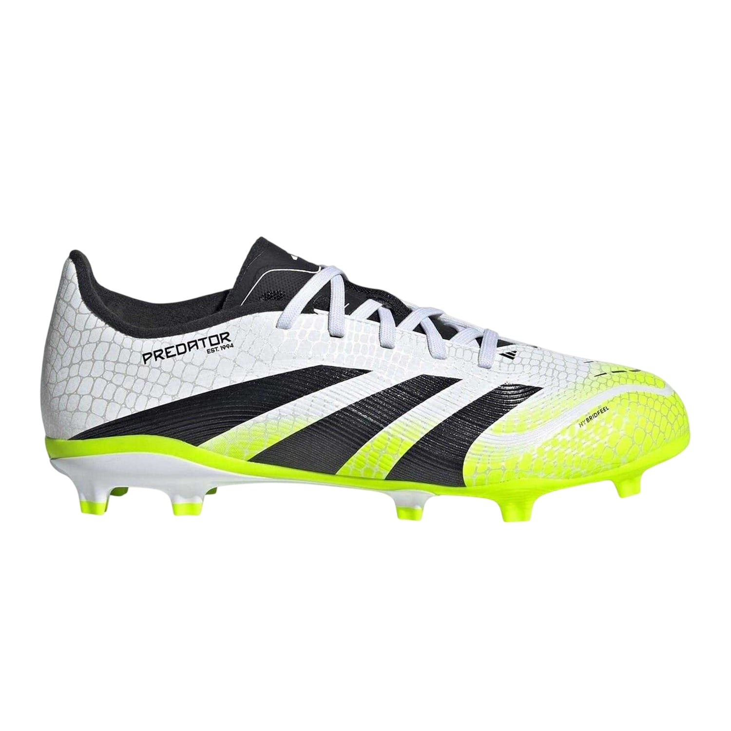 White-Lemon - Front - Adidas Childrens-Kids Predator League 3 Stripes Firm Ground Football Boots