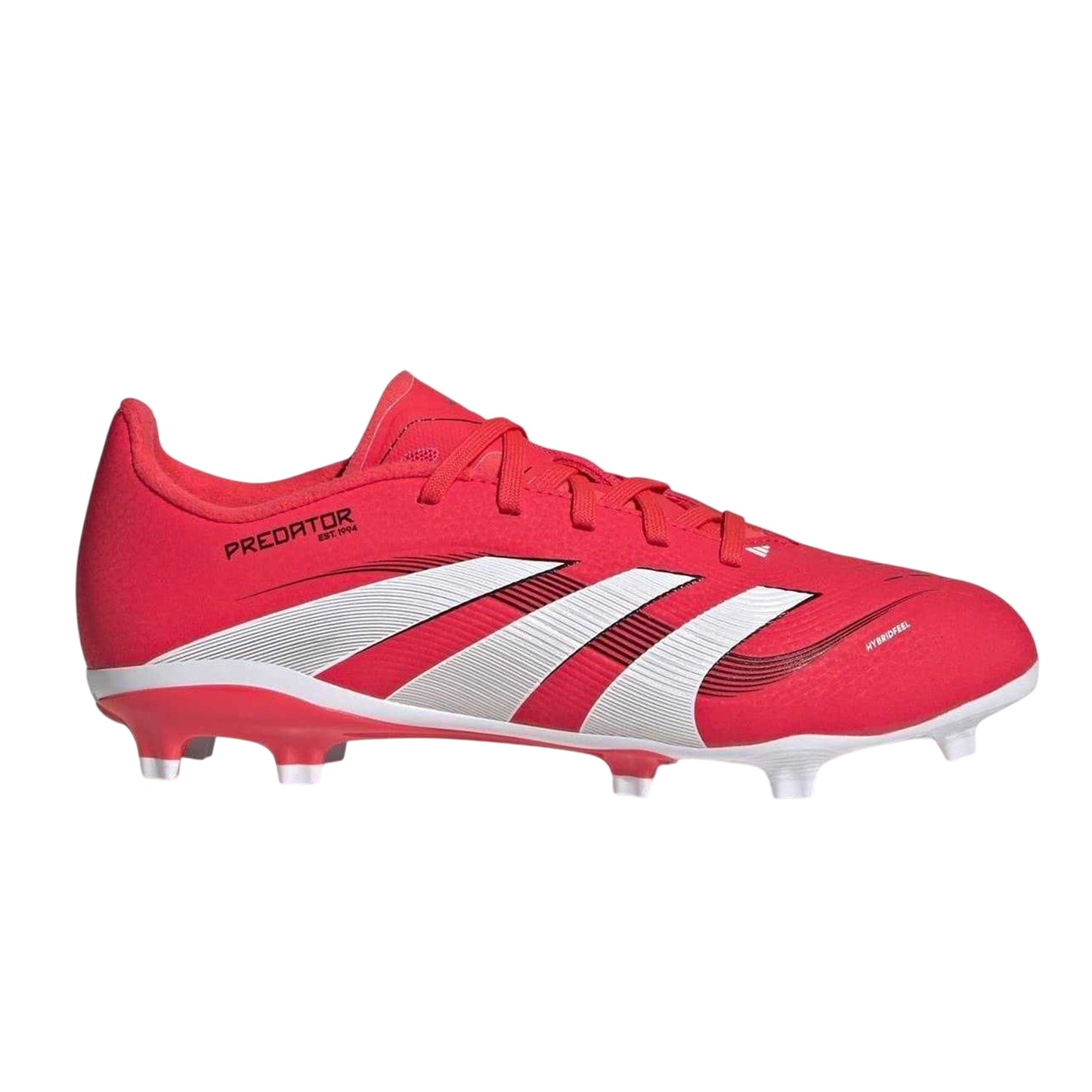 Red-White - Front - Adidas Childrens-Kids Predator League 3 Stripes Firm Ground Football Boots
