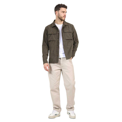 Khaki Green - Lifestyle - Brave Soul Mens Plain Pocket Shacket