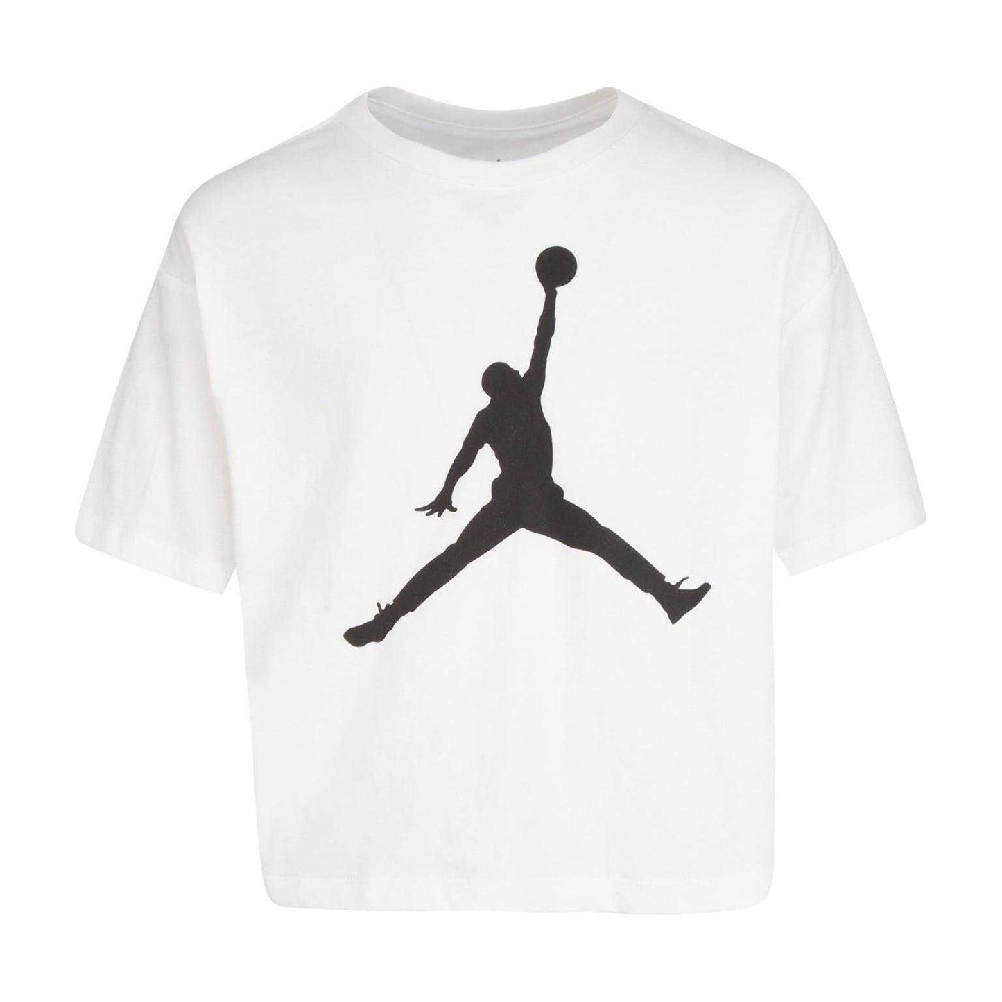 White - Front - Nike Girls Air Jordan Jumpman Crop T-Shirt