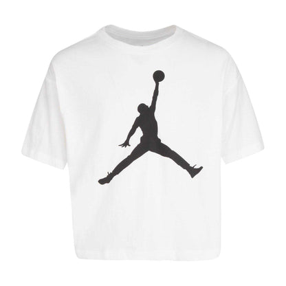 White - Front - Nike Girls Air Jordan Jumpman Crop T-Shirt