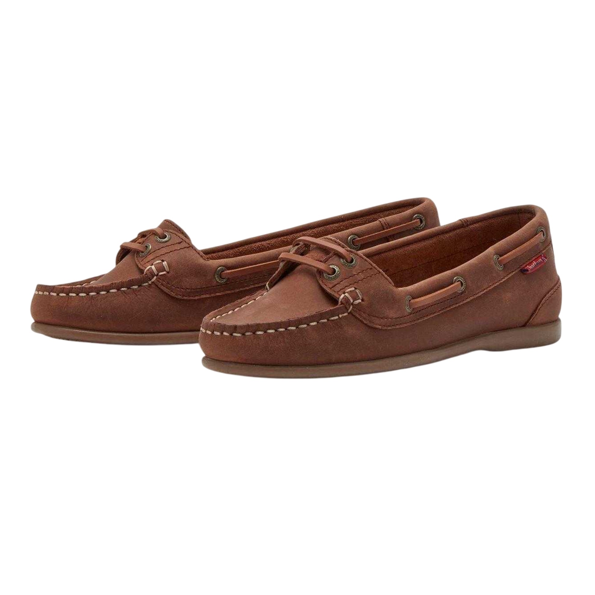 Dark Tan - Side - Chatham Womens-Ladies Leather Flat Loafers