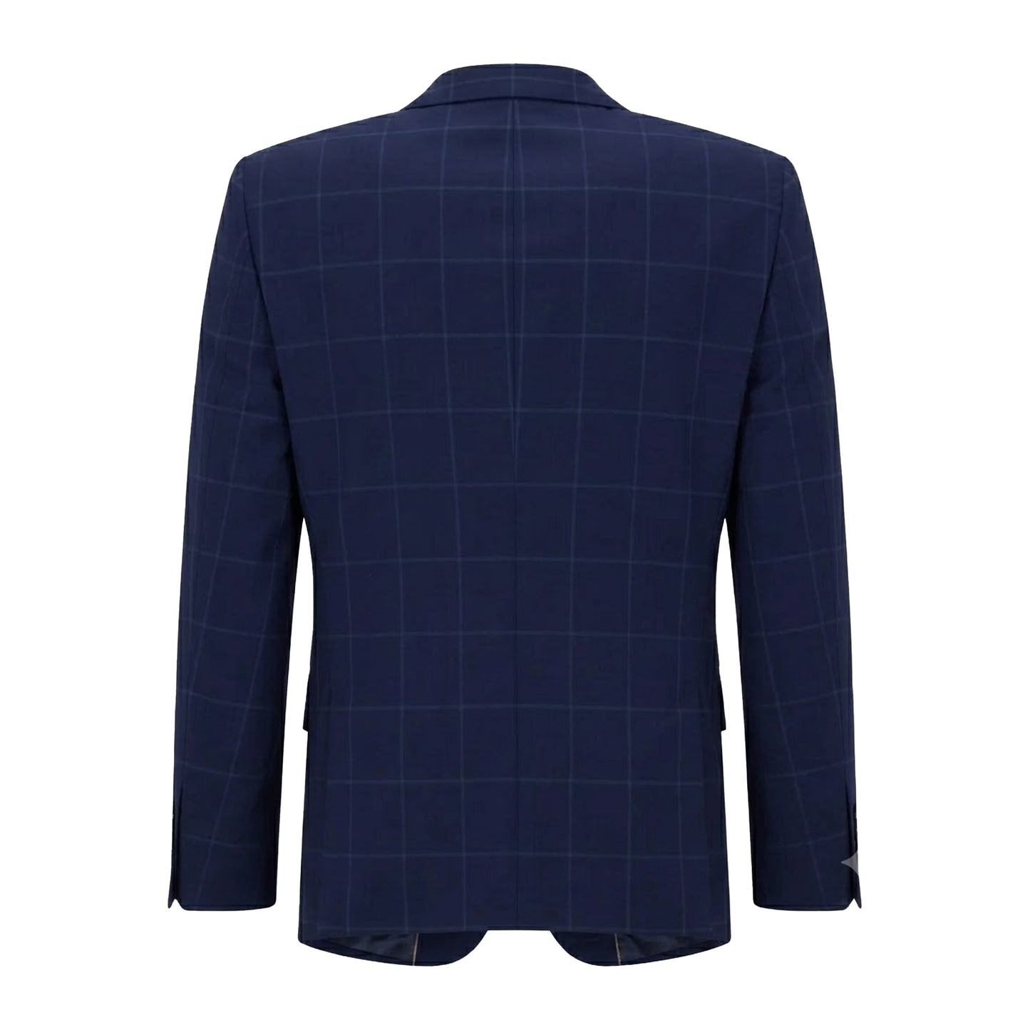 Blue - Back - Boss Mens Plaid Lapel Collar Blazer