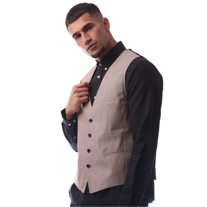 Pink - Side - Boss Mens Huge Tailored Waistcoat