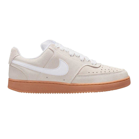Off White-Gum - Front - Nike Mens Court Vision Suede Low Trainers