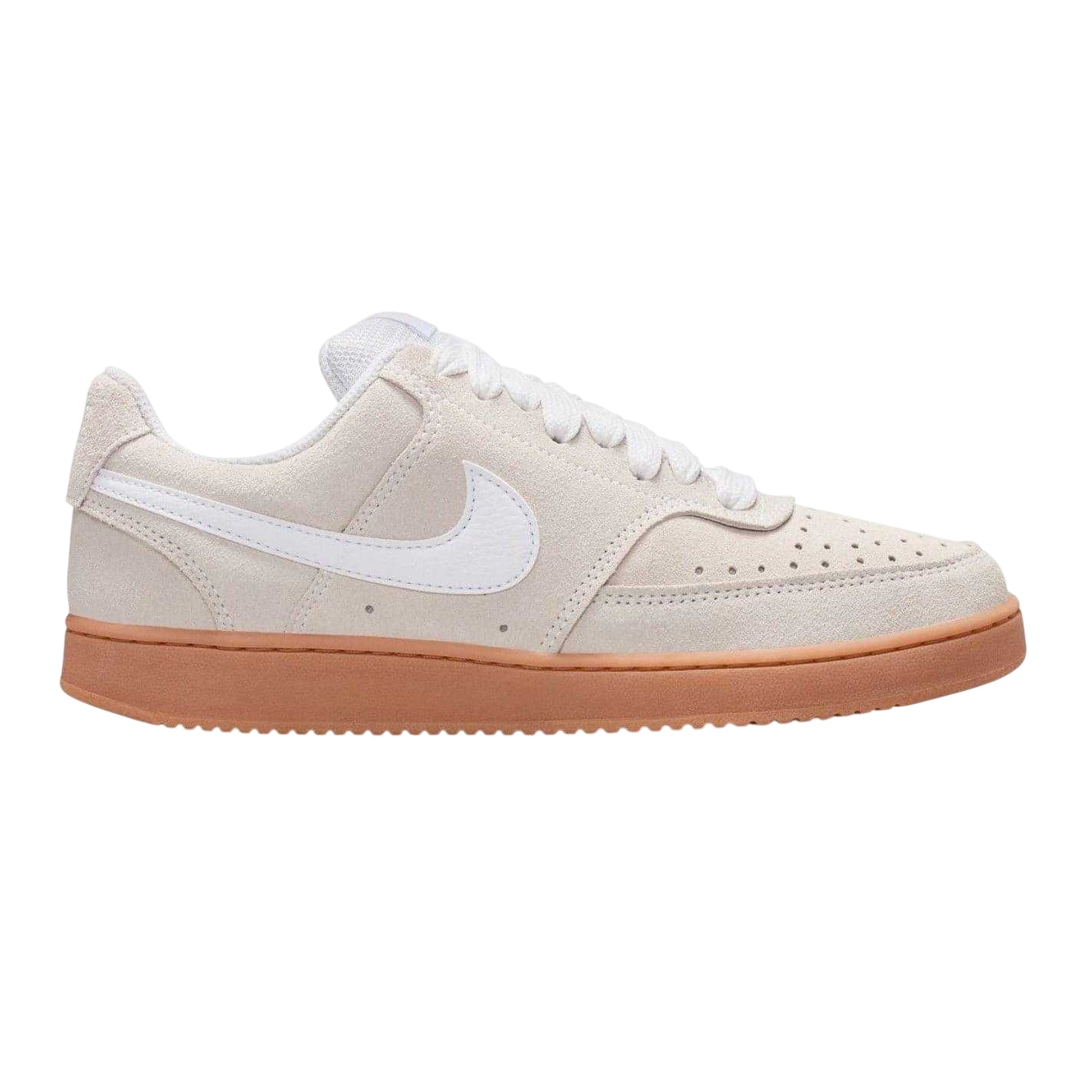 Off White-Gum - Front - Nike Mens Court Vision Suede Low Trainers