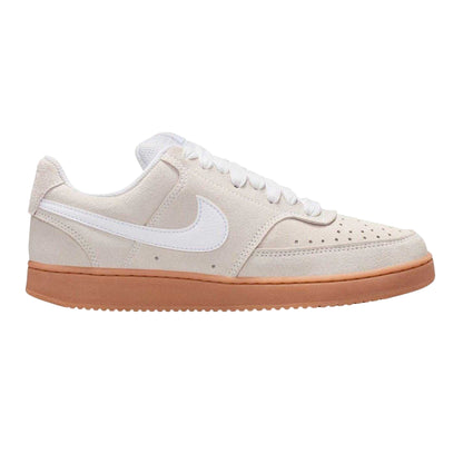 Off White-Gum - Front - Nike Mens Court Vision Suede Low Trainers