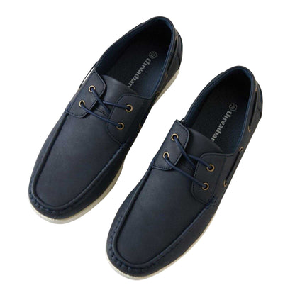 Navy - Back - Threadbare Mens Archery Flat Boat Shoes