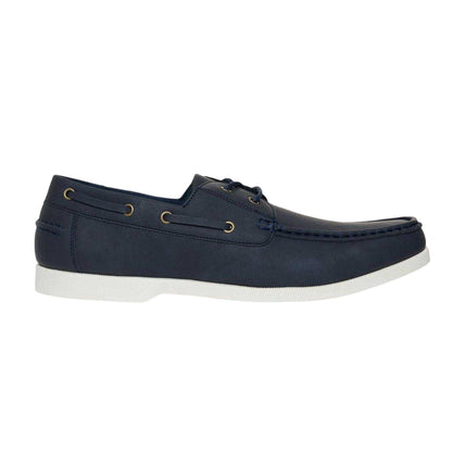 Navy - Front - Threadbare Mens Archery Flat Boat Shoes