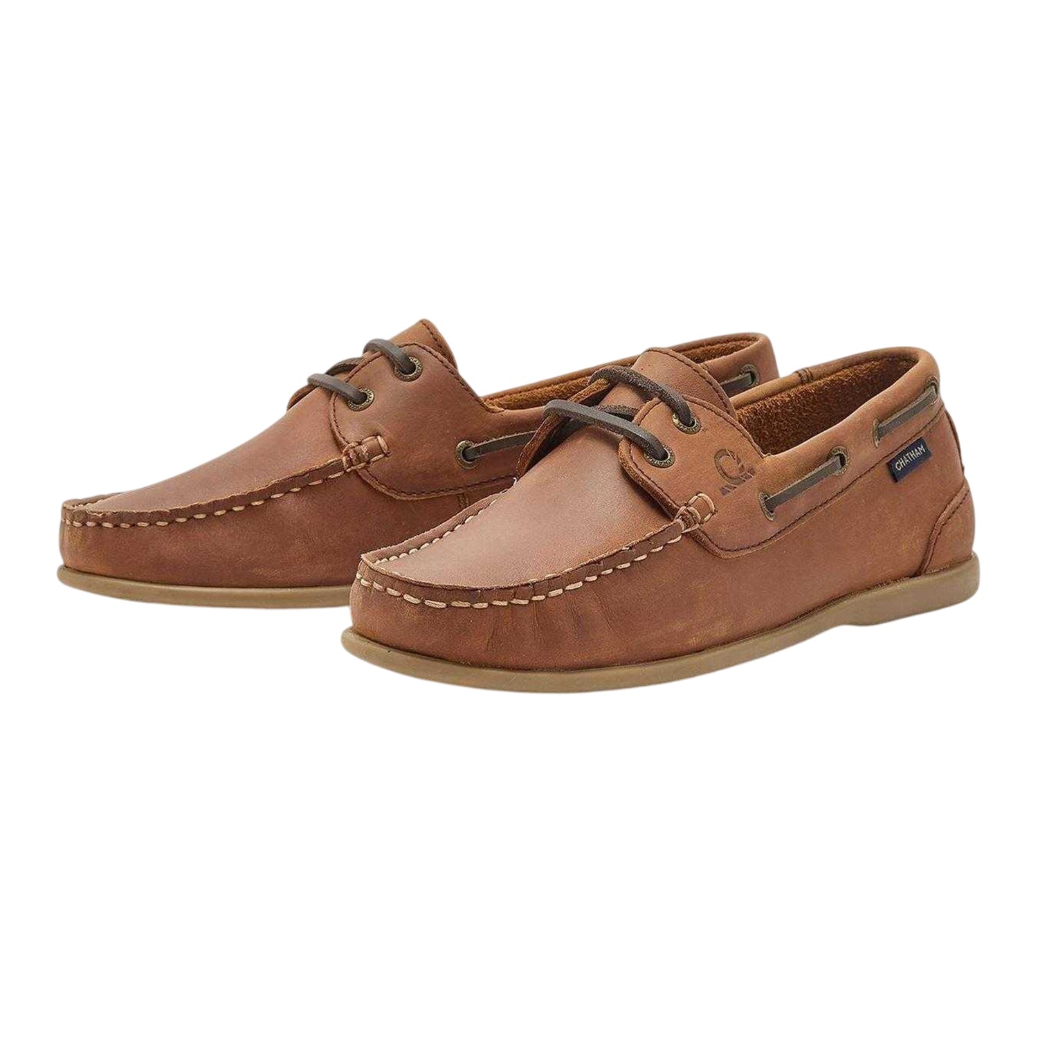 Dark Tan - Side - Chatham Womens-Ladies Leather Boat Shoes