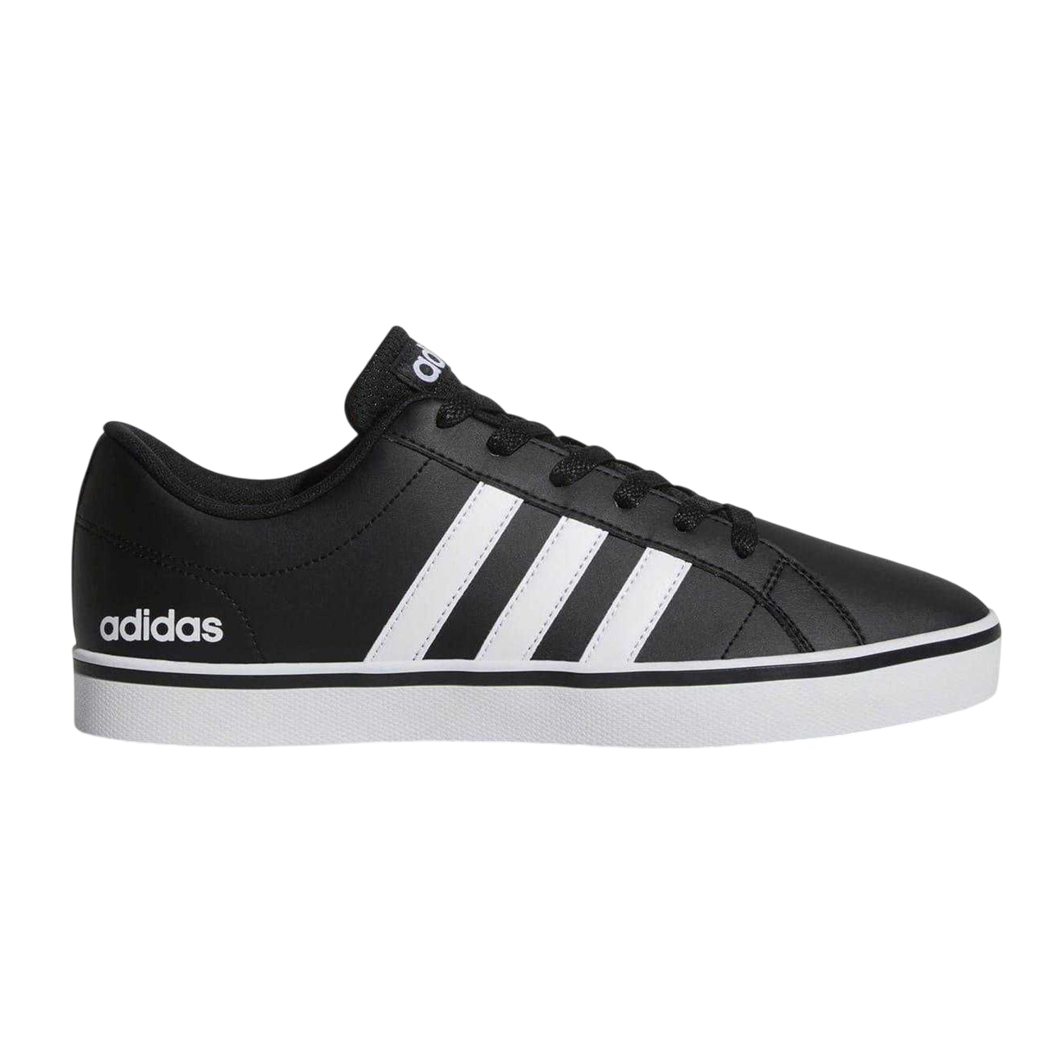 Black-White - Front - Adidas Mens VS Pace 3 Stripes Trainers