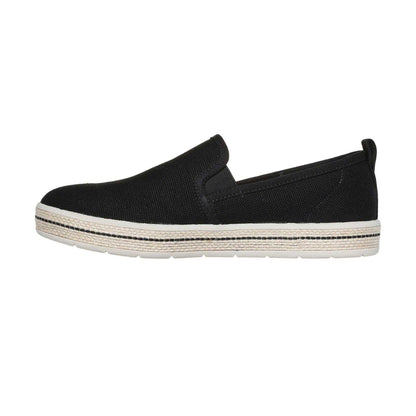 Black - Back - Skechers Womens-Ladies Flexpadrill Canvas Espadrilles