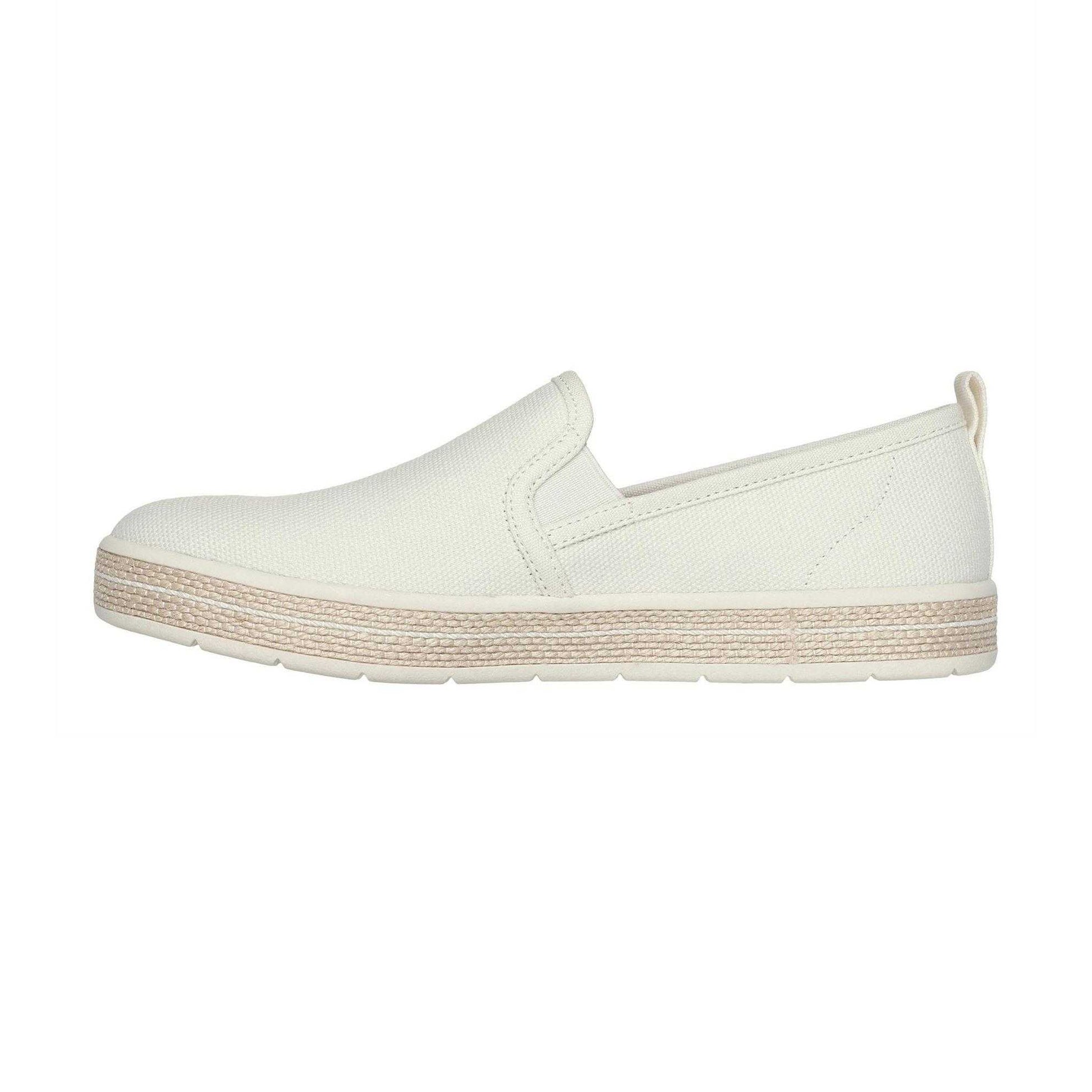 Off White - Back - Skechers Womens-Ladies Flexpadrill Canvas Espadrilles