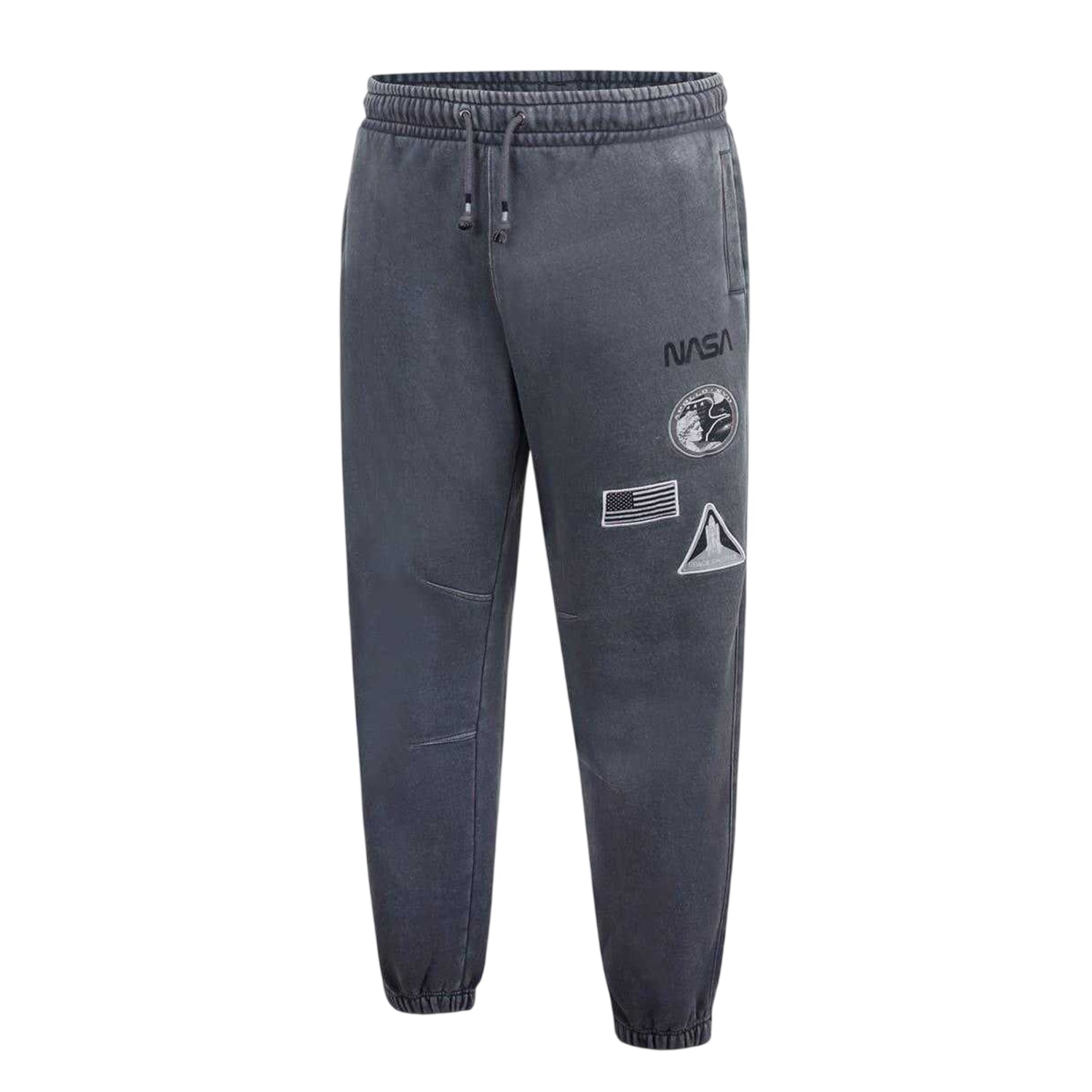 Grey - Side - NASA Mens Washed NASA Slim Joggers