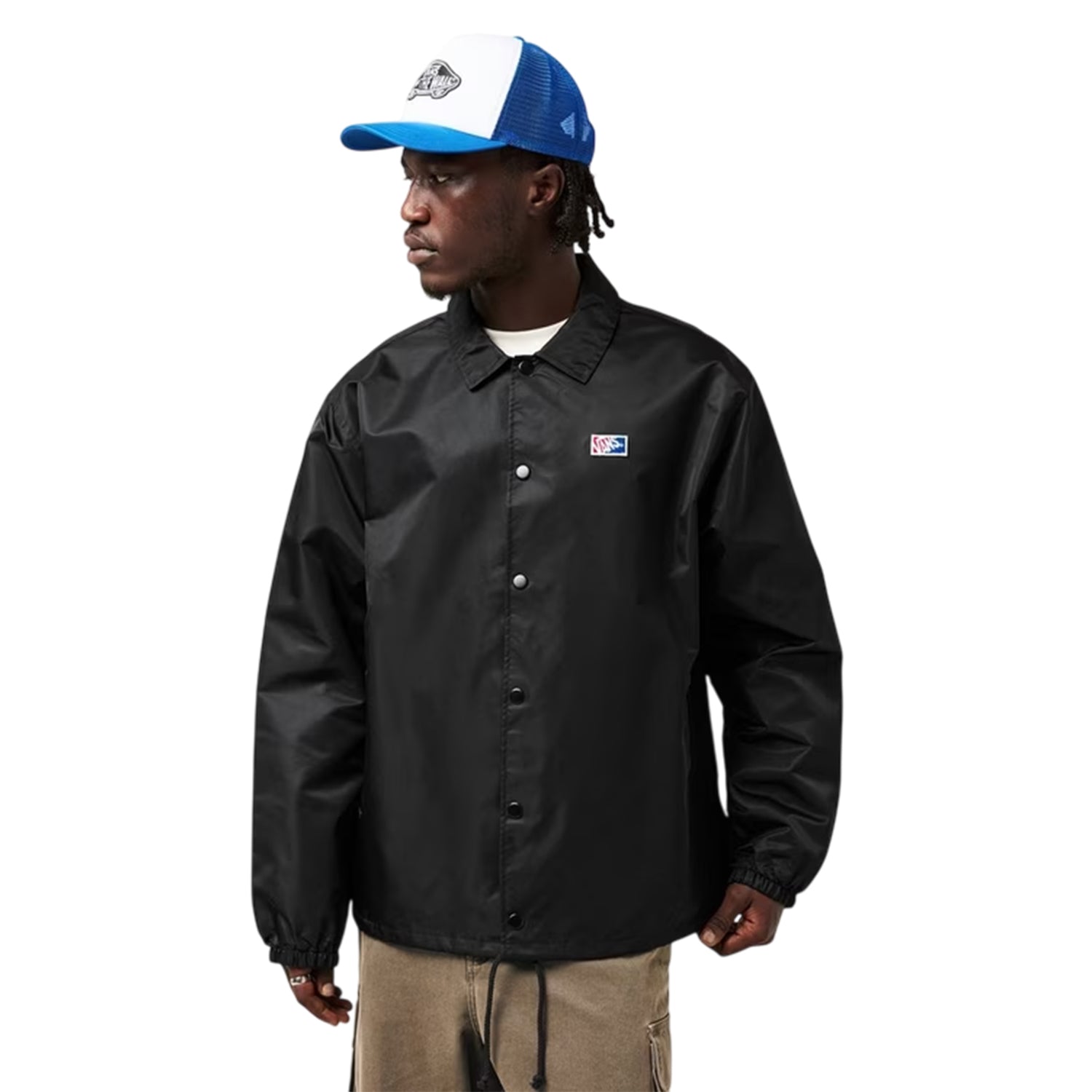 Black-White - Side - Vans Mens Torrey Coach Jacket