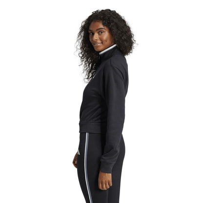 Black - Back - Adidas Womens-Ladies Quarter Zip Crop Sweatshirt