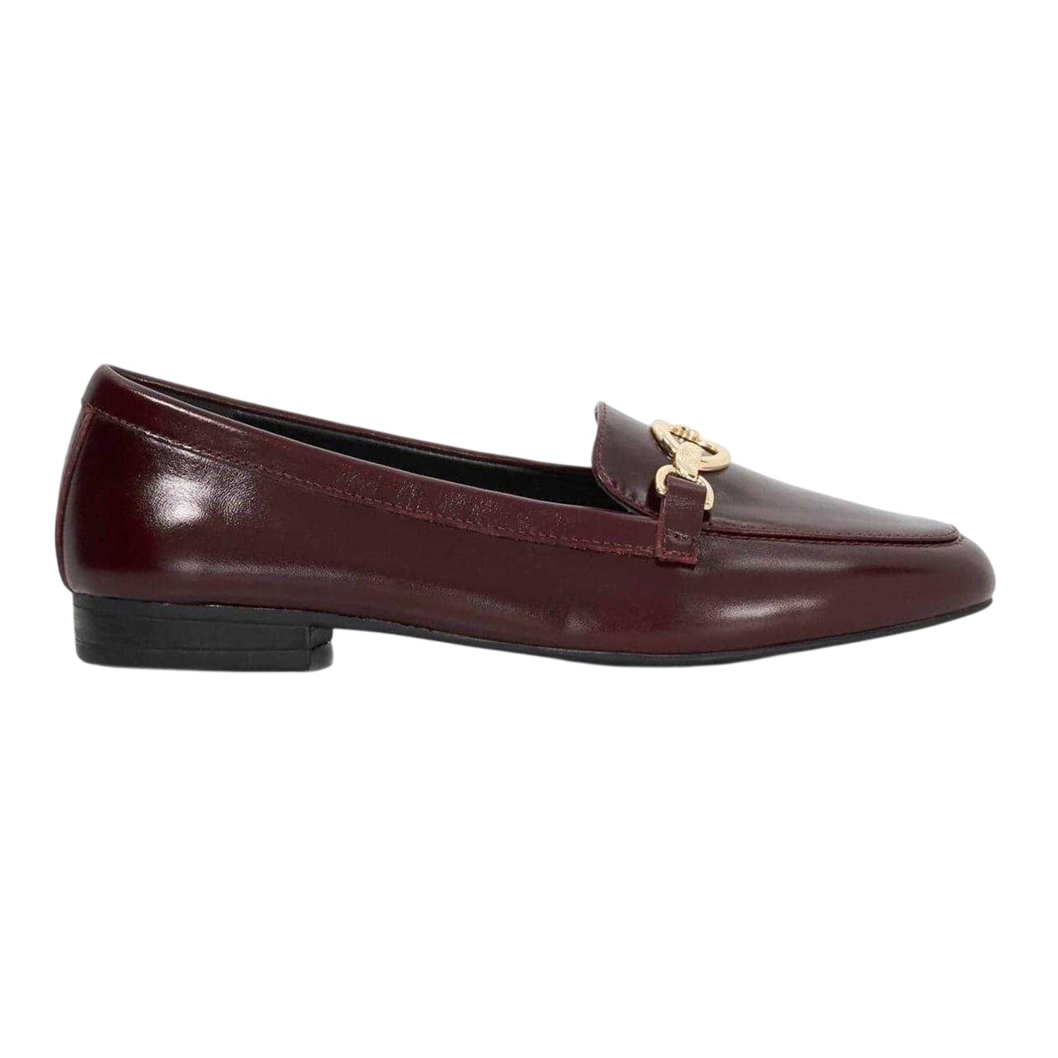 Burgundy - Side - Dune London Womens-Ladies Gladia Leather Snaffle Loafers