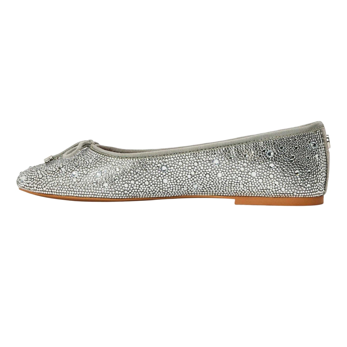 Silver - Side - Steve Madden Womens-Ladies Blossoms Metallic Ballet Flats