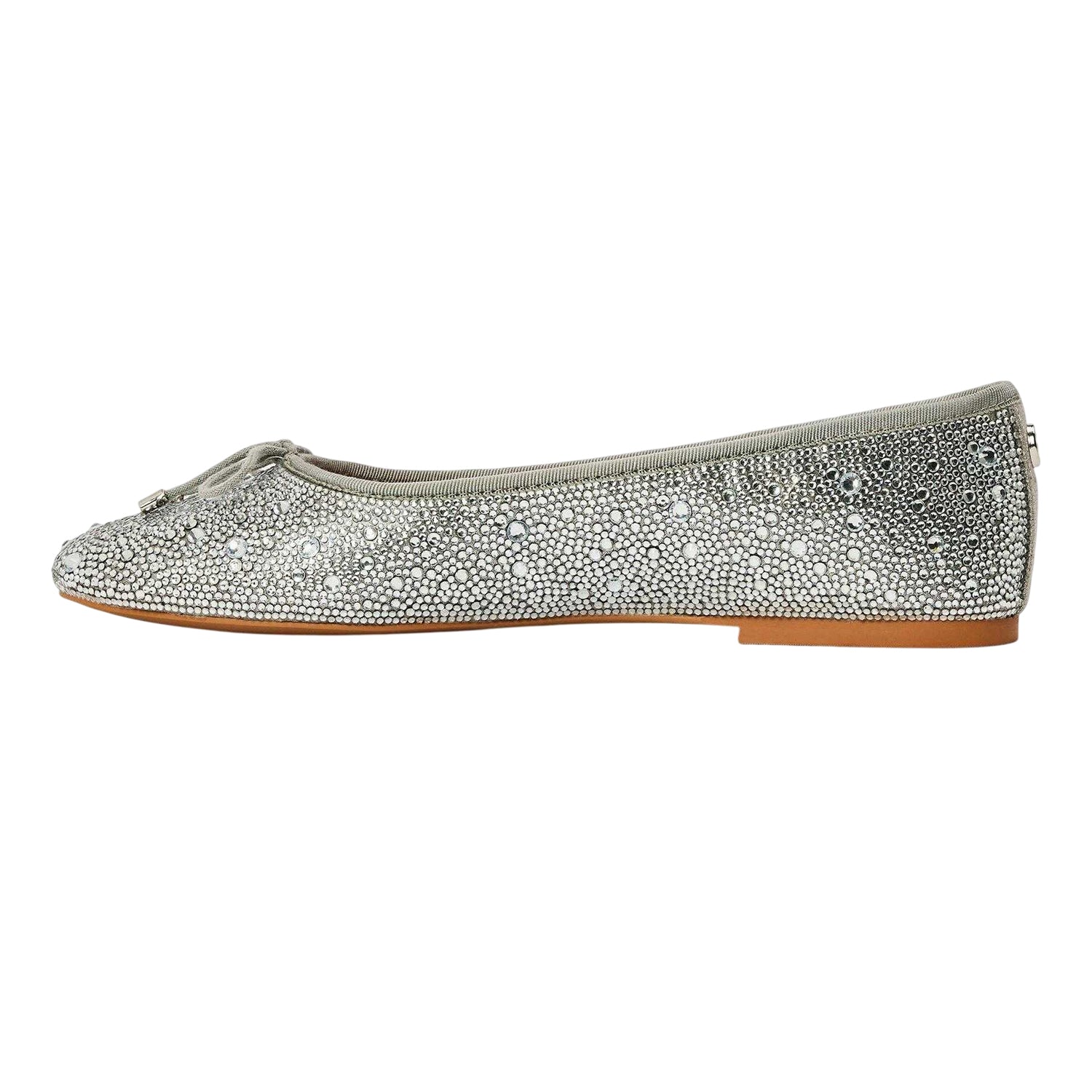 Silver - Side - Steve Madden Womens-Ladies Blossoms Metallic Ballet Flats