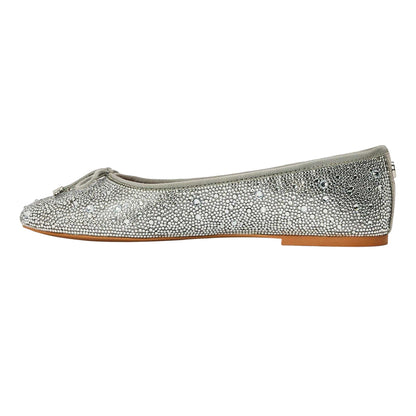 Silver - Side - Steve Madden Womens-Ladies Blossoms Metallic Ballet Flats