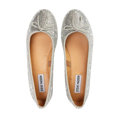 Silver - Lifestyle - Steve Madden Womens-Ladies Blossoms Metallic Ballet Flats