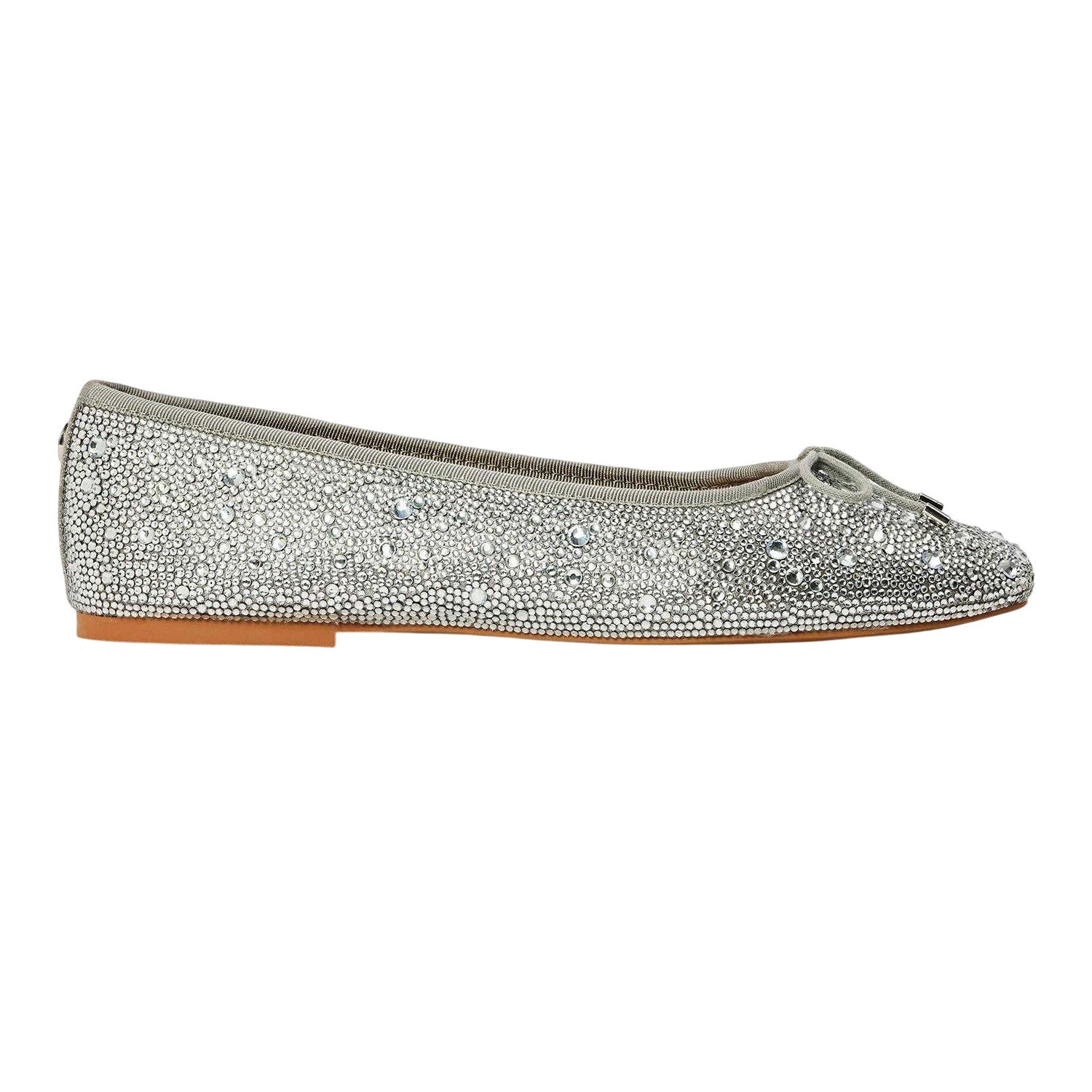 Silver - Front - Steve Madden Womens-Ladies Blossoms Metallic Ballet Flats