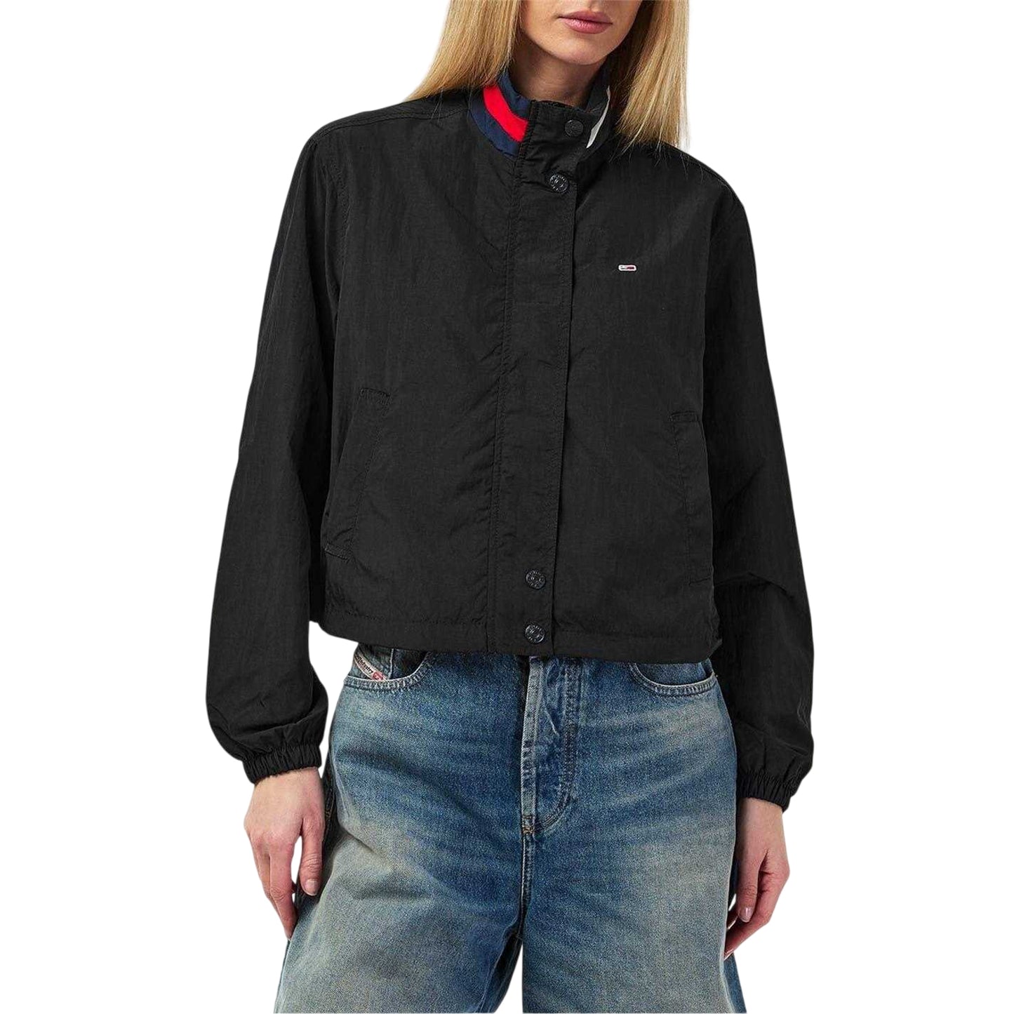 Black - Side - Tommy Jeans Womens-Ladies Essential Harrington Jacket