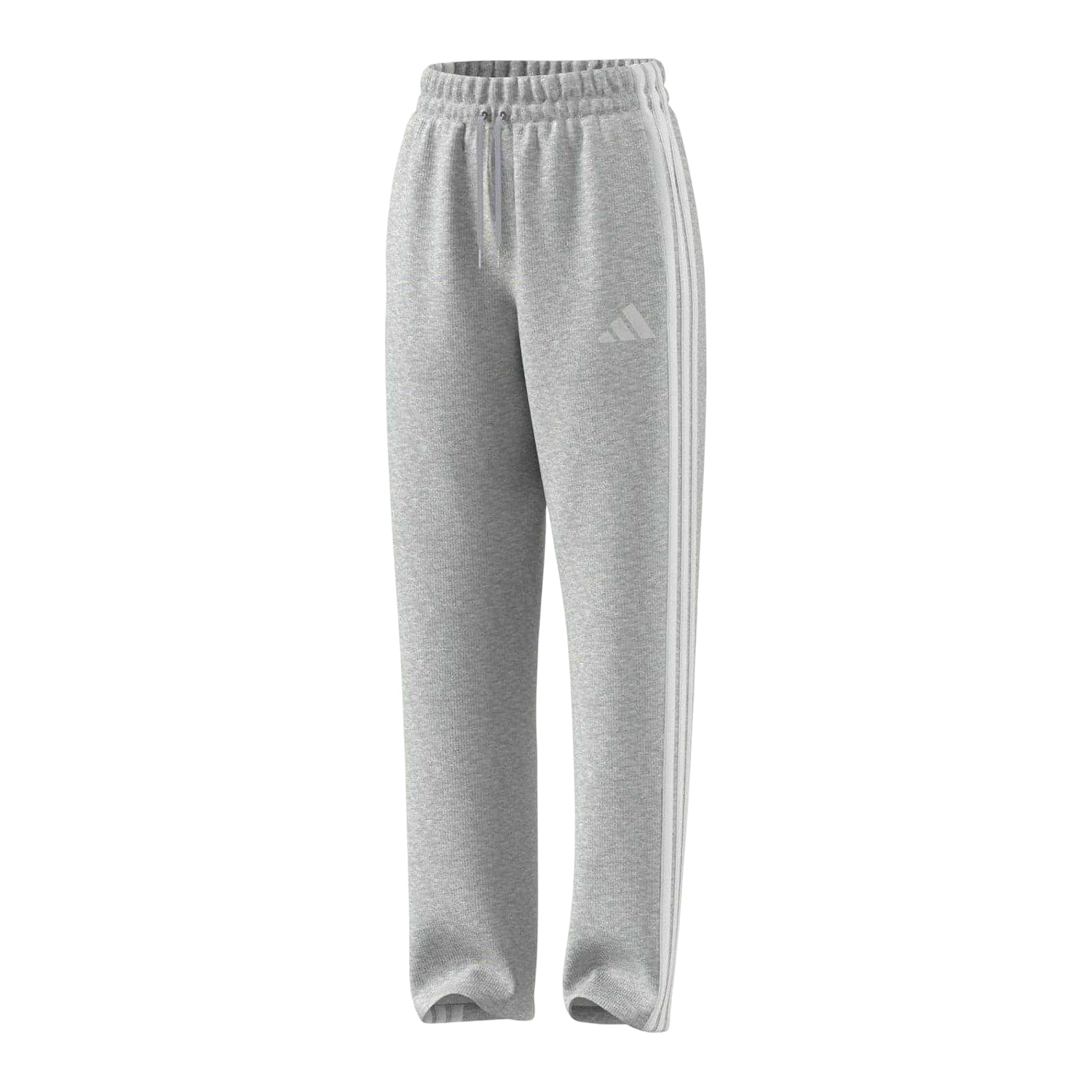 Medium Grey - Side - Adidas Womens-Ladies Essential French Terry 3 Stripes Jogging Bottoms