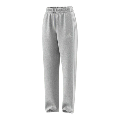 Medium Grey - Side - Adidas Womens-Ladies Essential French Terry 3 Stripes Jogging Bottoms