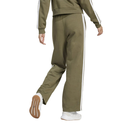Olive - Back - Adidas Womens-Ladies Essential French Terry 3 Stripes Jogging Bottoms