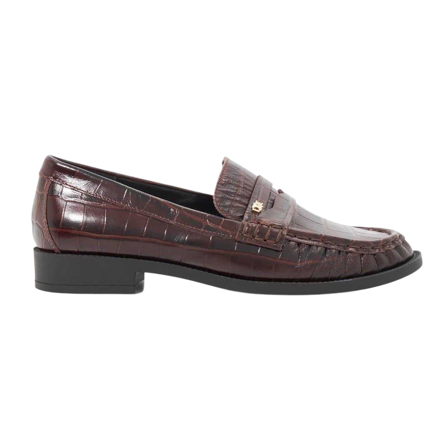 Brown - Side - Dune London Womens-Ladies Galex Leather Penny Loafers