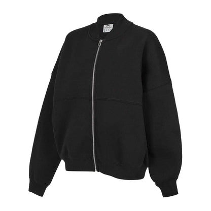 Black - Side - Slazenger Womens-Ladies Polycotton Oversized Bomber Jacket