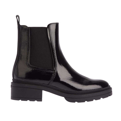 Black - Side - Rocket Dog Womens-Ladies Iggie Patent Leather Block Heel Chelsea Boots