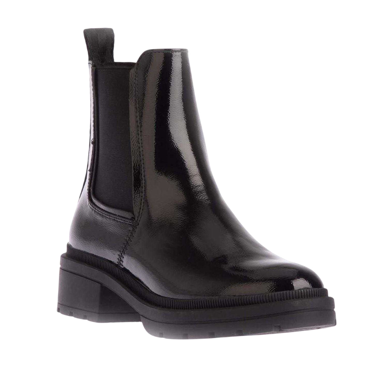 Black - Front - Rocket Dog Womens-Ladies Iggie Patent Leather Block Heel Chelsea Boots