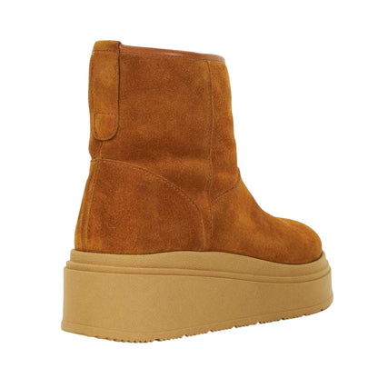 Tan - Back - Dune London Womens-Ladies Podsey Suede Platform Boots