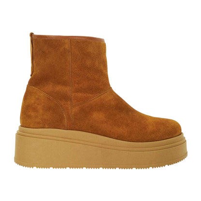 Tan - Side - Dune London Womens-Ladies Podsey Suede Platform Boots