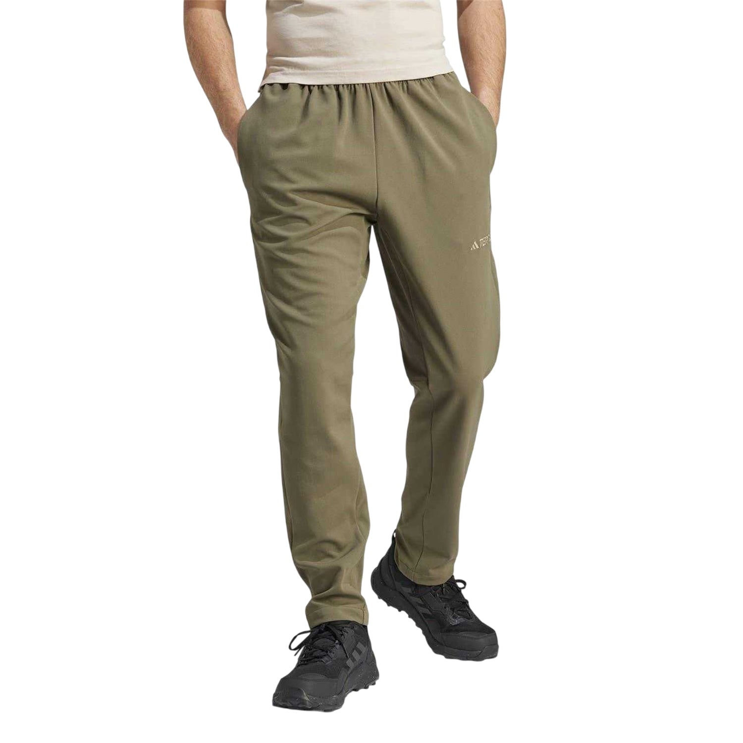 Olive - Side - Adidas Mens Terrex Knitted Joggers