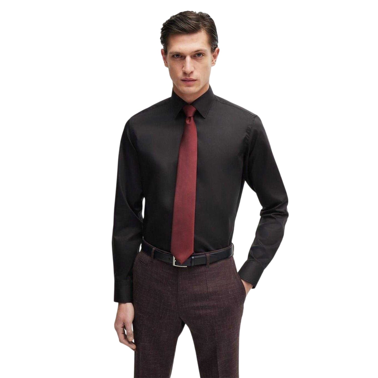 Dark Red - Side - Boss Slim Formal Tie