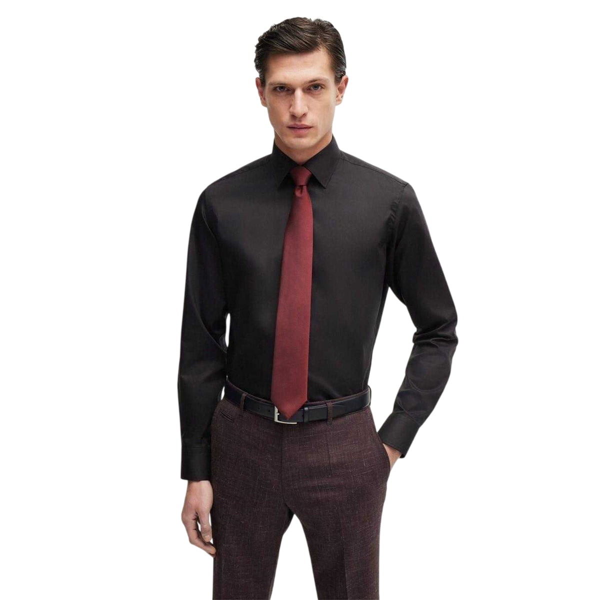 Dark Red - Side - Boss Slim Formal Tie